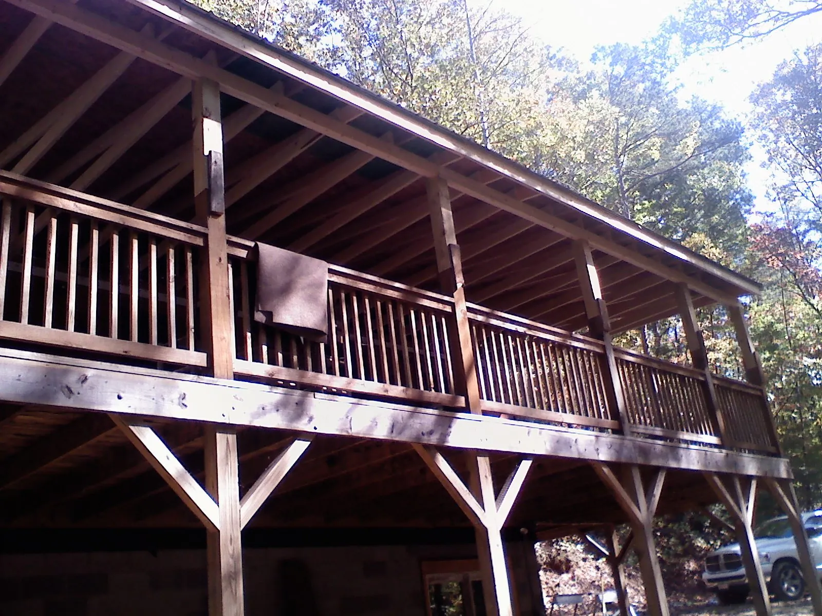 Timber framing under a new elevated porch and deck — Roof Leak Repair in Mayo by Roofing Brothers